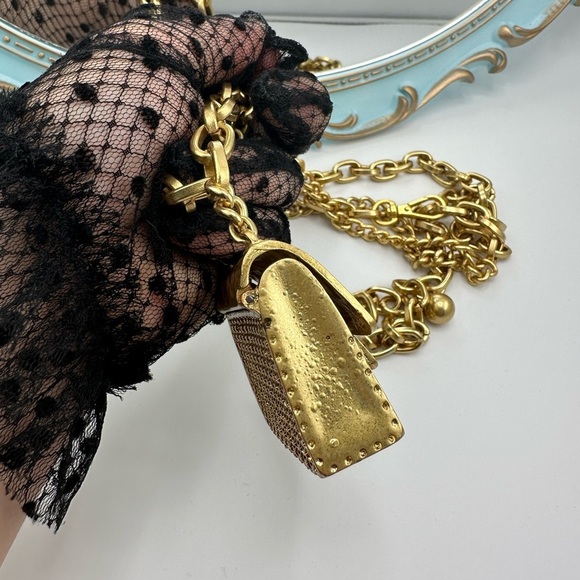 Anthropologie Fashion Tassel Silver Mini Double Chain Charm Belt/Bag - Picture 14 of 17